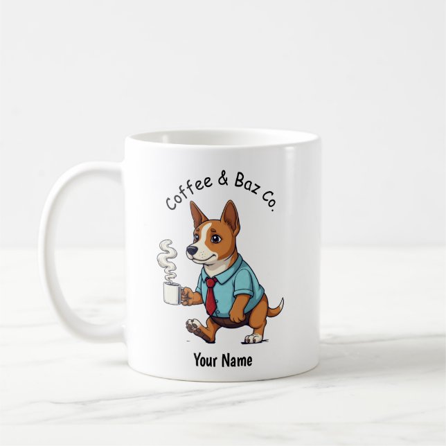 Rolig Basenji Hund Affärsdräkt Kaffe Kaffemugg (Vänster)
