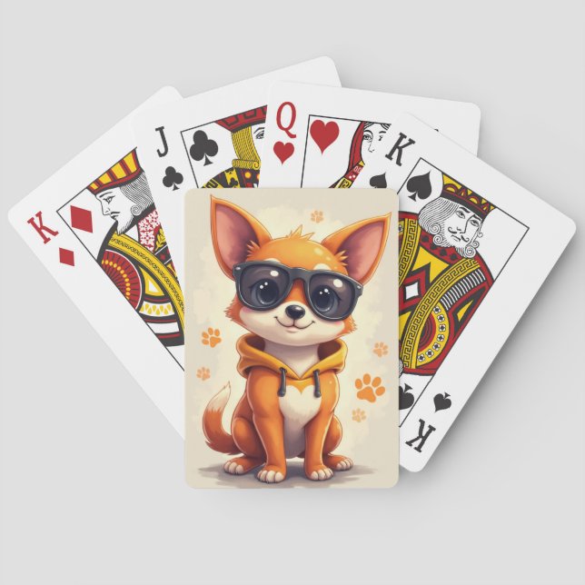 Rolig Basenji Kawaii Hund Casinokort (Baksidan)