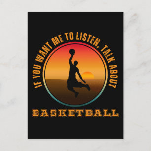 Rolig Basket Citat Vintage Silhuett Spelare Vykort