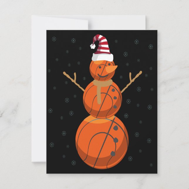 Rolig Basketboll Snöman Jul Nyår Present Anteckningskort (Framsida)