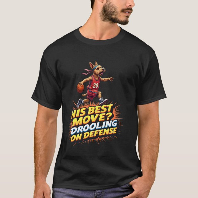 Rolig basketbollpresent för Yorkshire Terrier hund T Shirt (Framsida)
