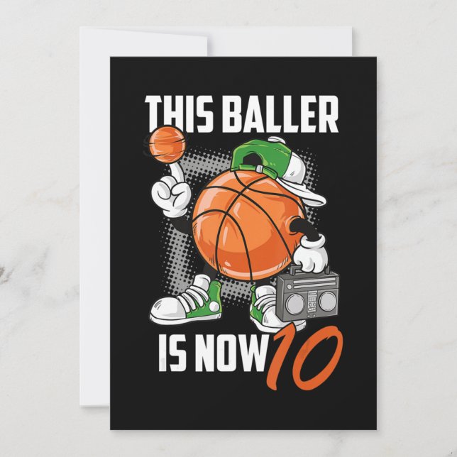 Rolig Basketspelare 10-årspresent Inbjudningar (Framsida)