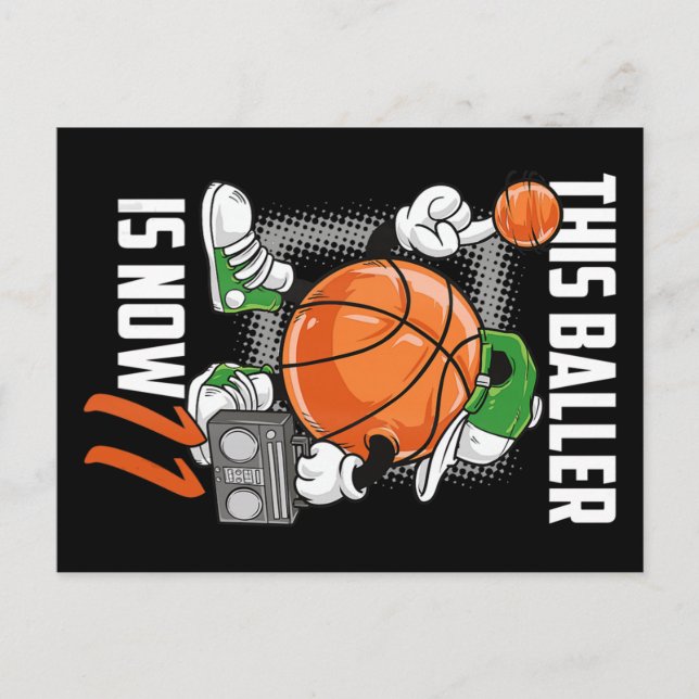 Rolig Basketspelare 11 år Födelsedagspresent För 1 Vykort (Framsida)