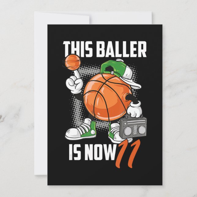 Rolig basketspelare 11 år på födelsedagen inbjudningar (Framsida)