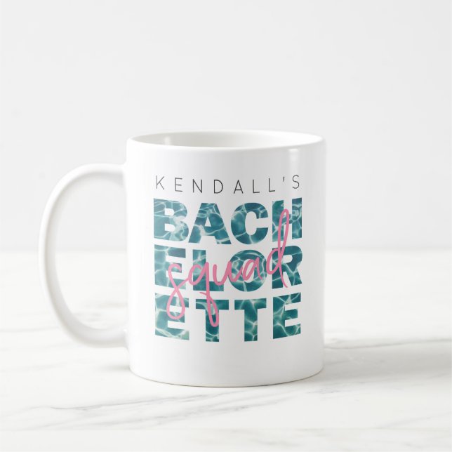 Rolig bassäng och tropiskt Bachelorette Squadtema Kaffemugg (Vänster)