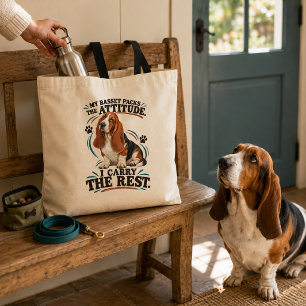 Rolig Basset Hound Attityd Toteväska Tygkasse