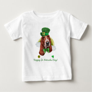 Rolig Basset Hound Guld St. Patricks Dag T Shirt
