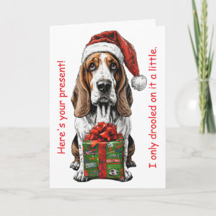 Rolig Basset Hound Julpresent Design Helgkort