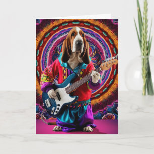 Rolig Basset Hound Rockstjärna Kort