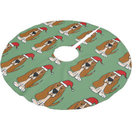 Rolig Bassethund i kjol för Santa hattjulgran Julgransmatta Borstad Polyester