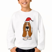 Rolig Bassethund i konst för Santa hattjul