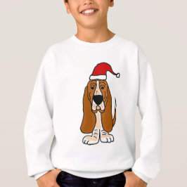 Rolig Bassethund i konst för Santa hattjul Tröja