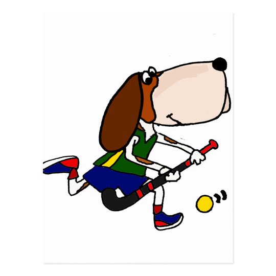 Rolig Bassethund som leker landhockeykonst Vykort