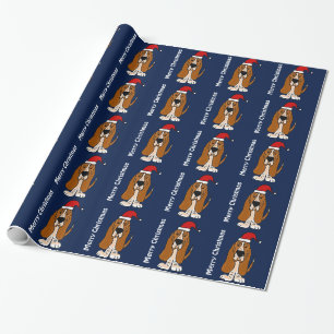 Rolig Bassethundjul som slår in papper Presentpapper