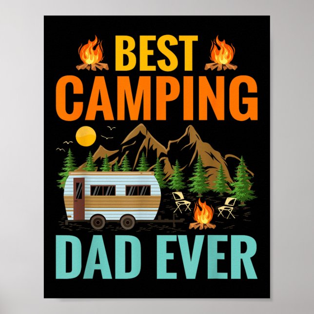 Rolig Bästa Camping Pappa Någonsin Fars Dag Äventy Poster (Framsidan)