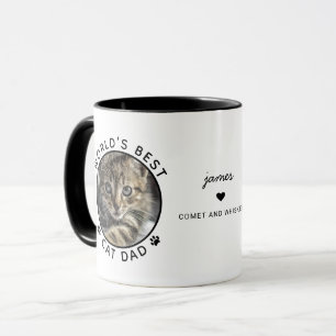 Rolig Bästa Kattpappa Två Foto Modern Typografi Mugg