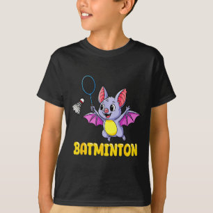 Rolig Batminton Cartoon Fladdermus Spelar Badminto T Shirt