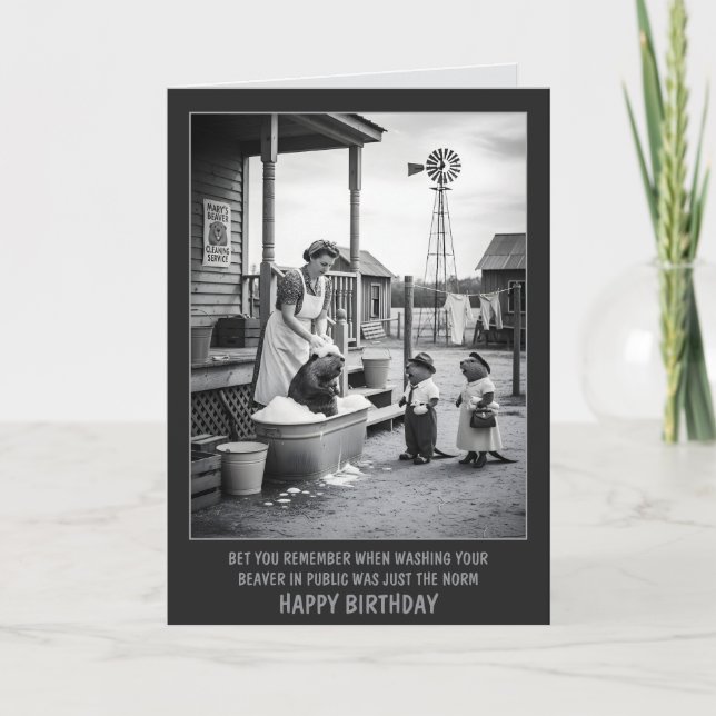 Rolig Bäver Födelsedag Kort (Framsida)