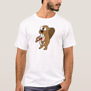 Rolig bäver som borstar tandtecknaden tee shirt