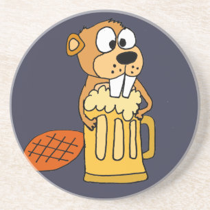 Rolig bäver som dricker öl underlägg sandsten