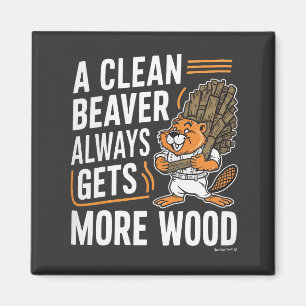 Rolig Bäver Trävaru Skämt Retro Konst Magnet