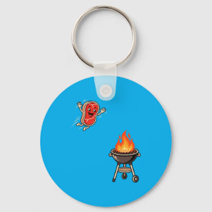 Rolig Bbq-biff Jumping Into Grill Barbecue Master Nyckelring