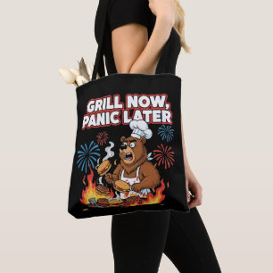 Rolig BBQ Björn Grill Nu Panik Senare Eldshow Tygkasse