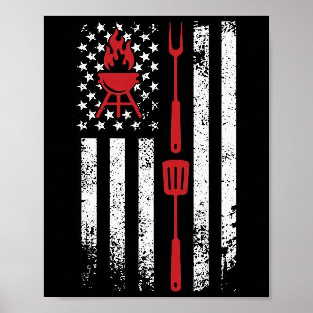 Rolig Bbq-design köttgrillning  Poster (Framsidan)