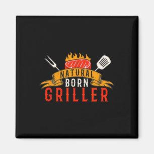 Rolig BBQ för män Naturlig Grillare Retro Kött Rök Magnet