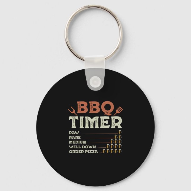 Rolig bbq grill chef grillning master barbecue för nyckelring (Framsida)