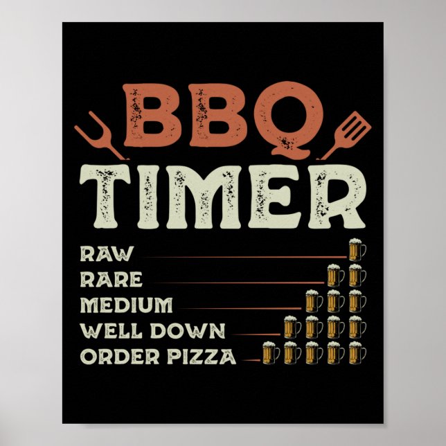 Rolig bbq grill kock grilling master barbecue för  poster (Framsidan)