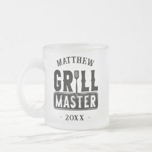 Rolig BBQ Grill Mästare Personlig Grillkung Frostad Glasmugg