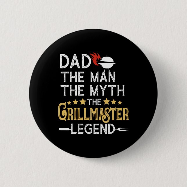 Rolig Bbq Grill Pappa Mannen Myten Legenden Fa Knapp (Framsida)