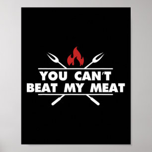 Rolig BBQ Grillning Chef Kött Humor Poster