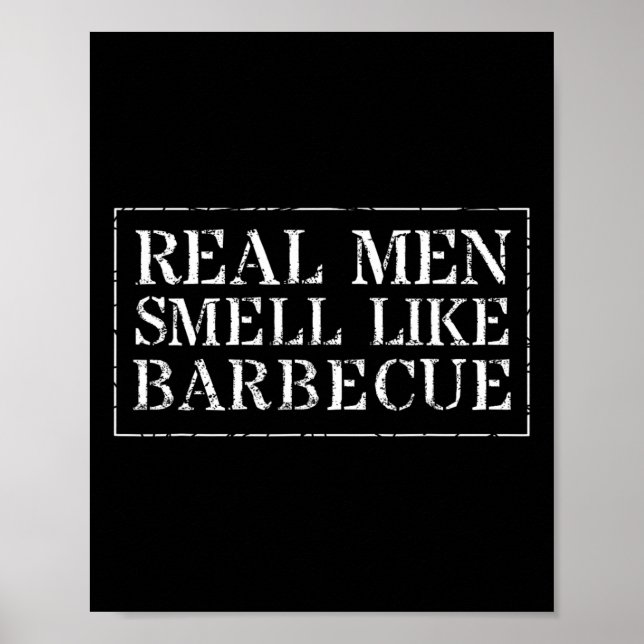 Rolig Bbq Grillning Present T Tröja Riktiga Män Lu Poster (Framsidan)