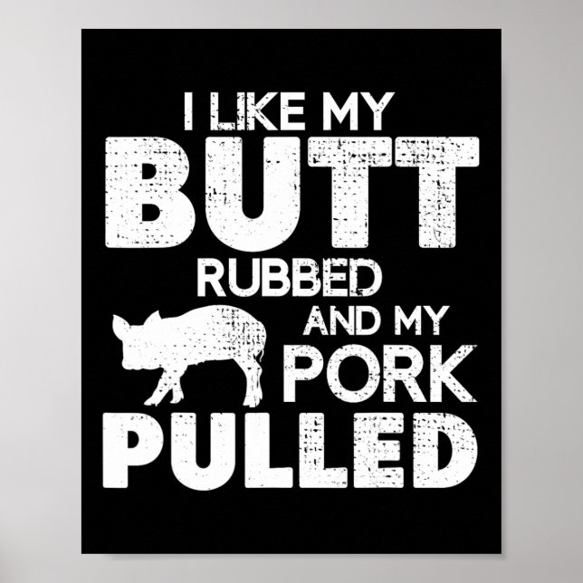Rolig Bbq Grillningscitat Gris Pullad Fläsk Bbq Gr Poster (Framsidan)