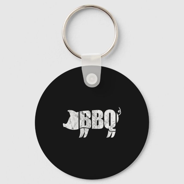 Rolig BBQ gris grillad fläskkött grill chef Nyckelring (Framsida)