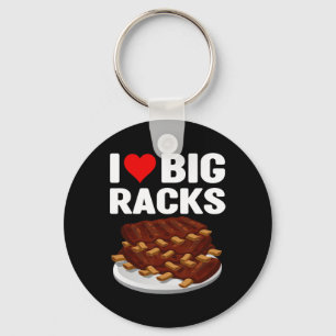 Rolig Bbq Jag älskar en stor rack röda hjärta revb Nyckelring