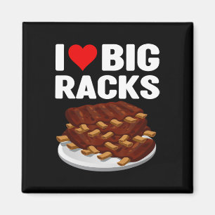 Rolig Bbq Jag älskar en stor ställning Röda hjärta Magnet