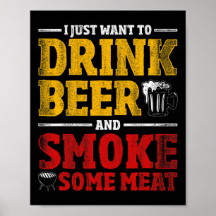 Rolig BBQ-kock Öl Rökt Kött Älskare Present Grilln Poster