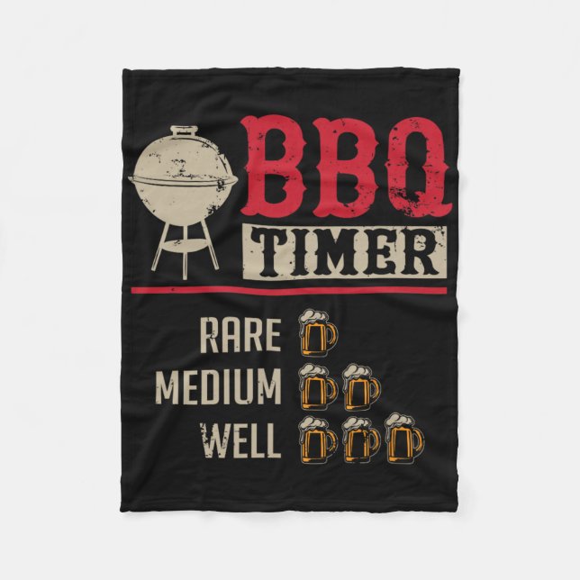 Rolig Bbq Kött Koktid Timer Öl Grill Chef Rbecu Fleecefilt (Framsidan)