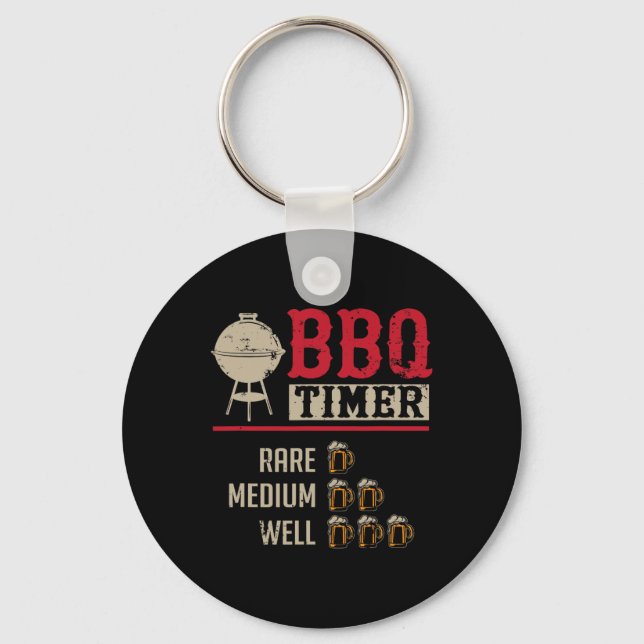 Rolig Bbq Kött Koktid Timer Öl Grill Chef Rbecu Nyckelring (Framsida)