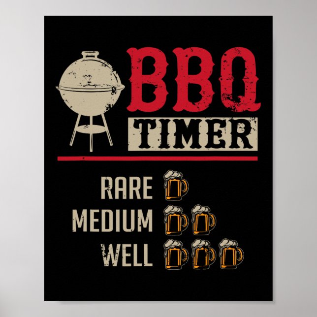 Rolig Bbq Köttlagning Timer Öl Grill Chef Rbecu Poster (Framsidan)