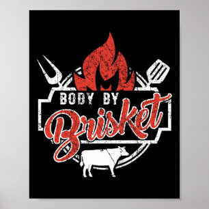 Rolig BBQ-kropp för män från Brisket grillning ell Poster