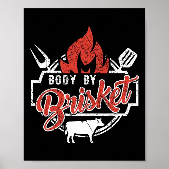 Rolig BBQ-kropp för män från Brisket grillning ell Poster (Framsidan)