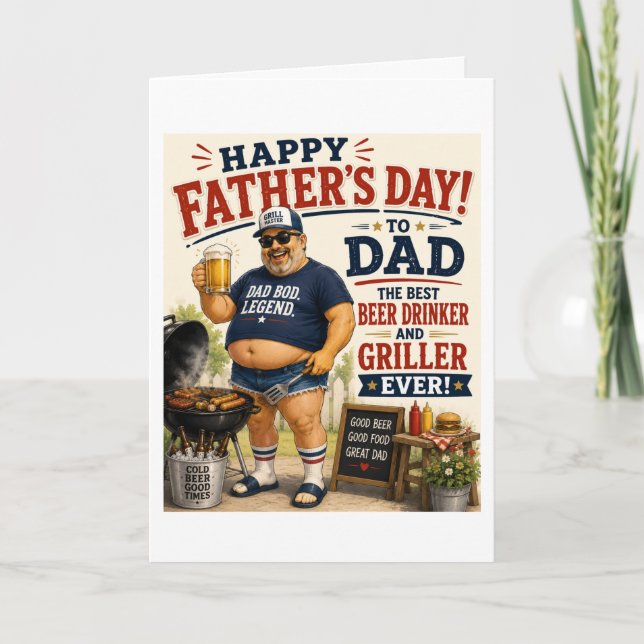Rolig BBQ Pappa Bästa Öl Drinkare Kort (Framsida)