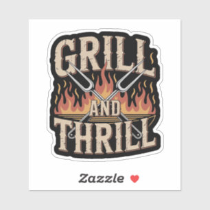 Rolig BBQ Pitmaster Grill Och Thrill Klistermärken