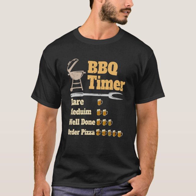 Rolig BBQ-timer Grilling T Shirt (Framsida)