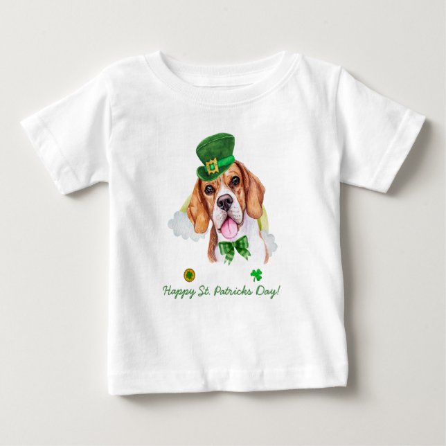 Rolig Beagle Guld St. Patricks Dag T Shirt (Framsida)