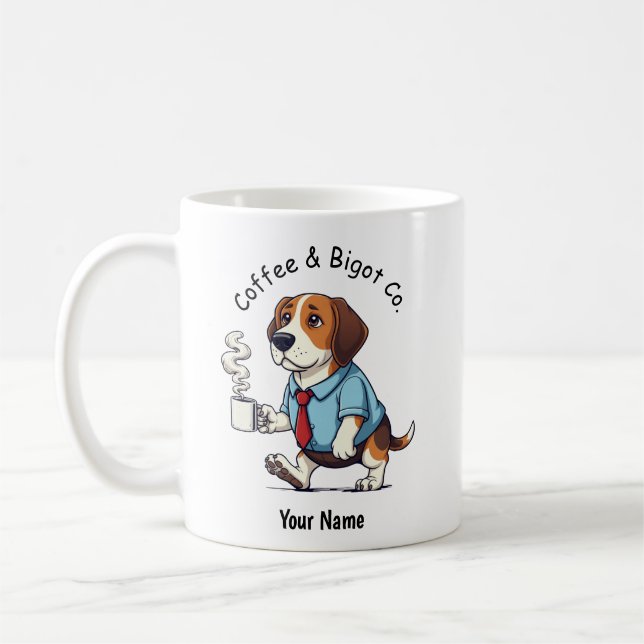 Rolig Beagle hund Affärskostym Kaffe Kaffemugg (Vänster)